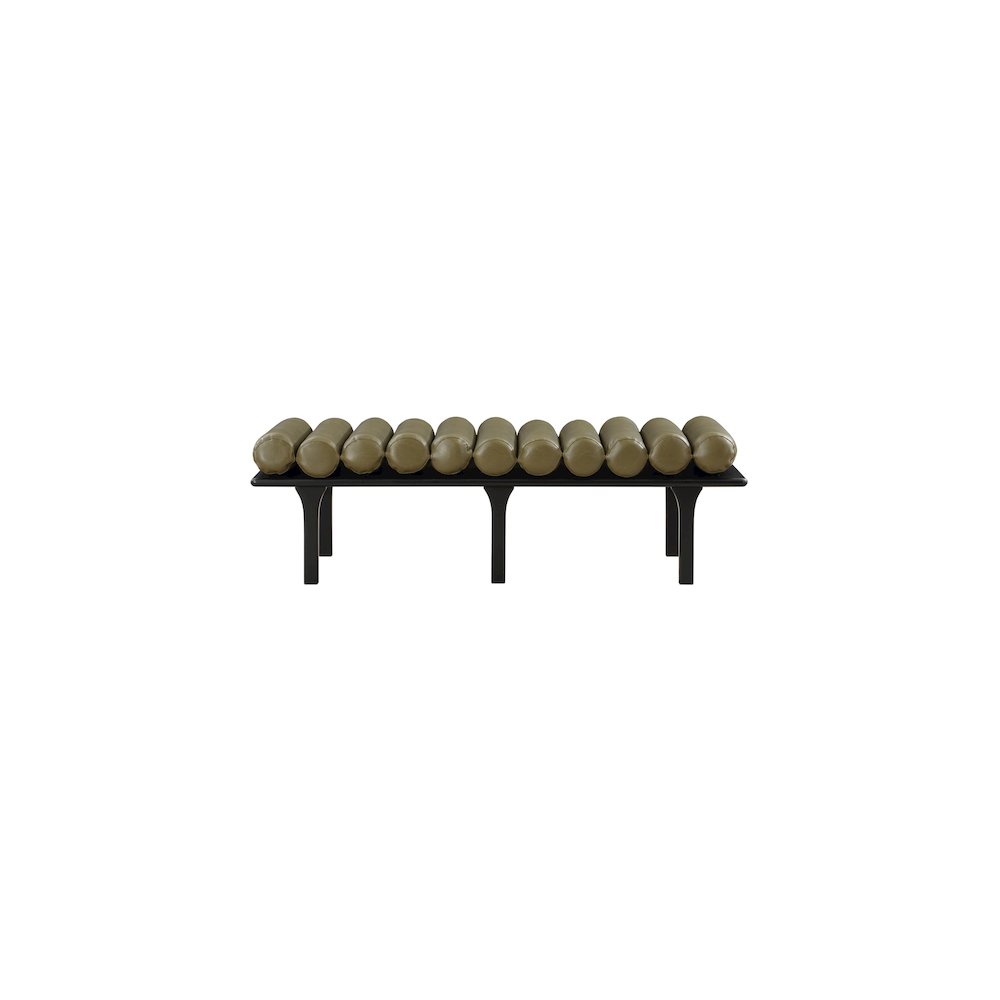 Landon Olive Green Vegan Leather Bench