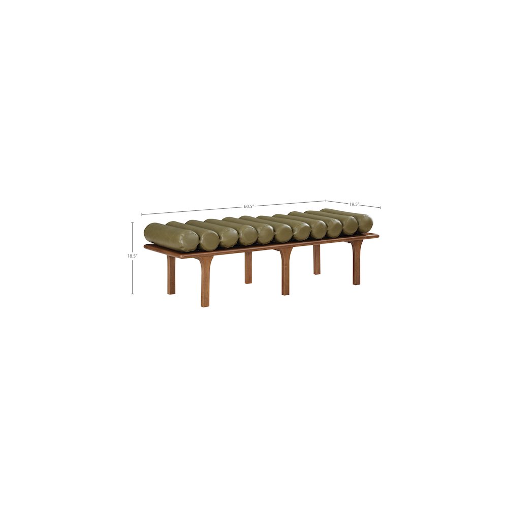 Landon Olive Green Vegan Leather Bench