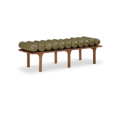 Landon Olive Green Vegan Leather Bench