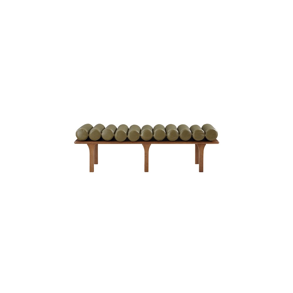 Landon Olive Green Vegan Leather Bench