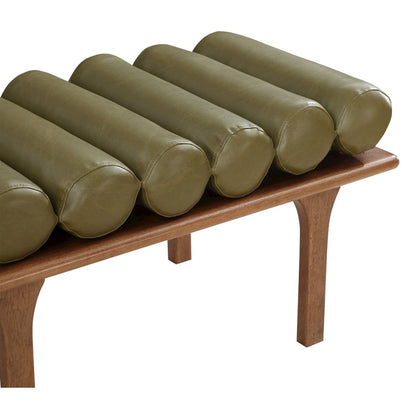 Landon Olive Green Vegan Leather Bench