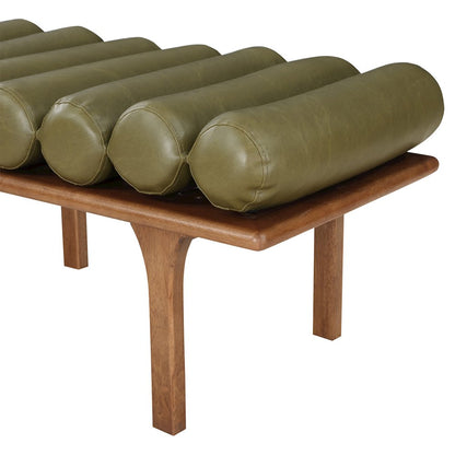 Landon Olive Green Vegan Leather Bench