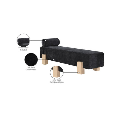 Edison Black Chenille Fabric Bench