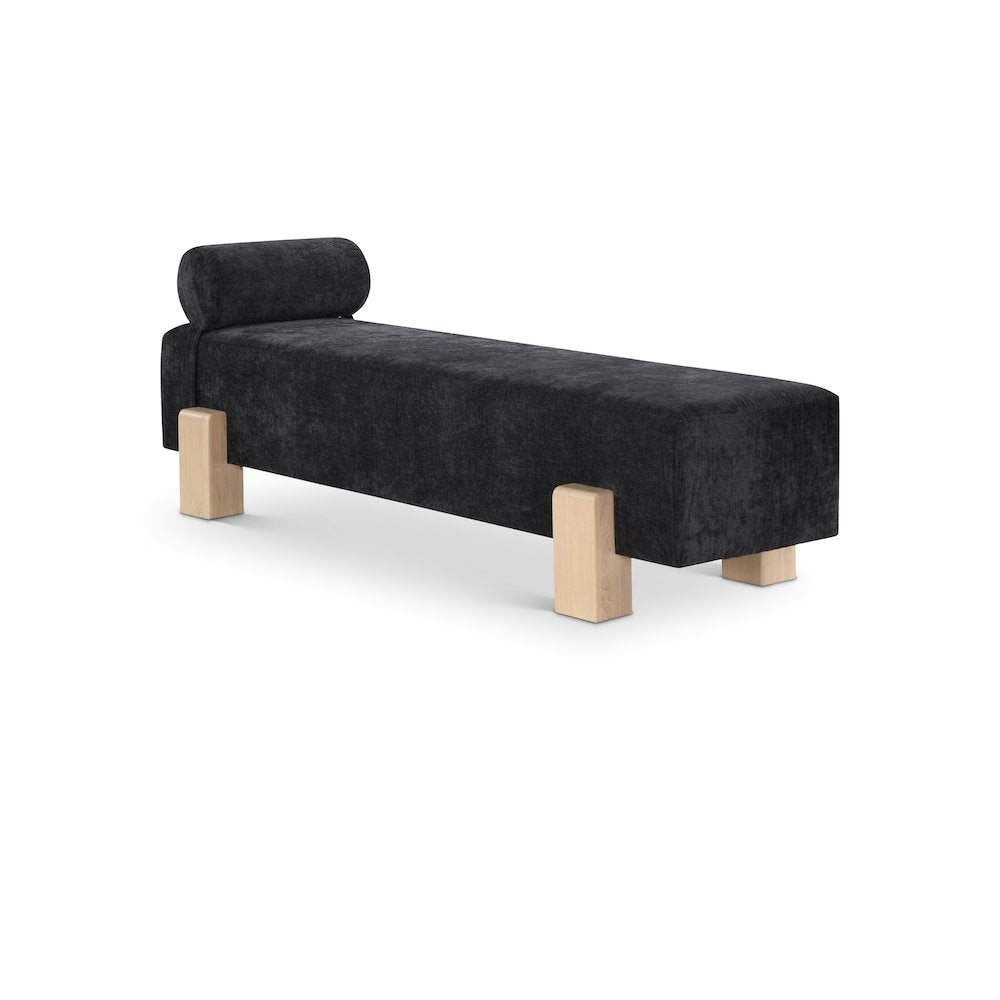 Edison Black Chenille Fabric Bench