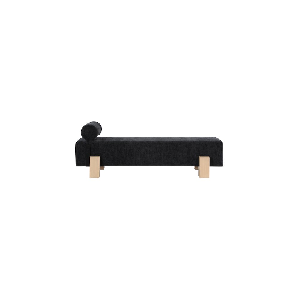 Edison Black Chenille Fabric Bench