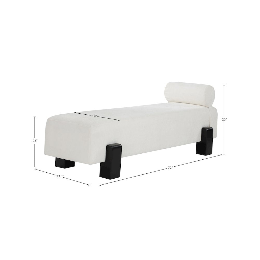 Edison Cream Chenille Fabric Bench