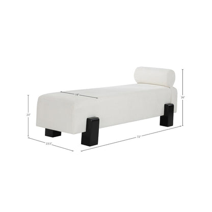 Edison Cream Chenille Fabric Bench