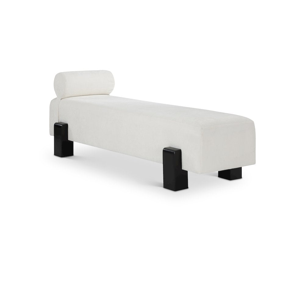 Edison Cream Chenille Fabric Bench