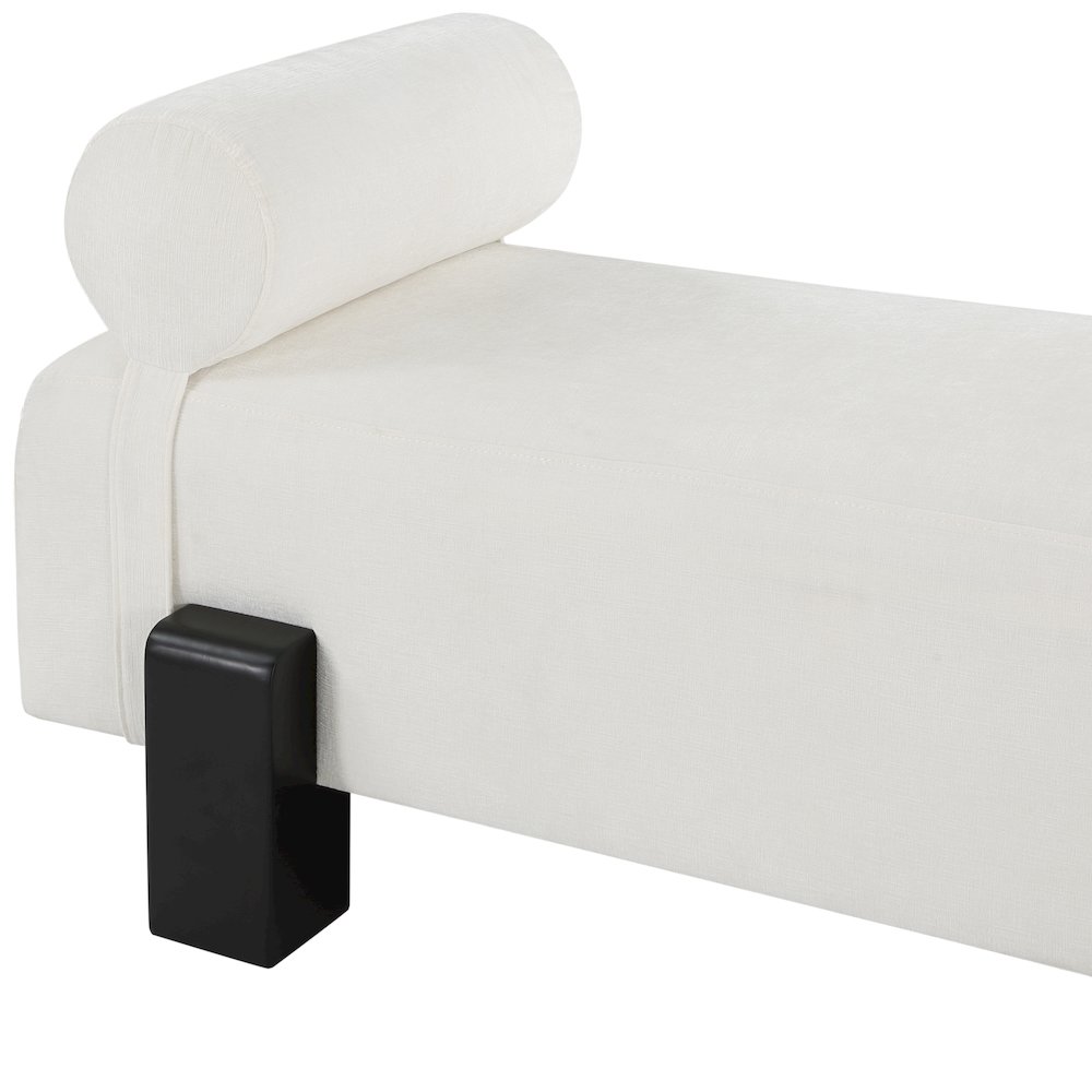 Edison Cream Chenille Fabric Bench