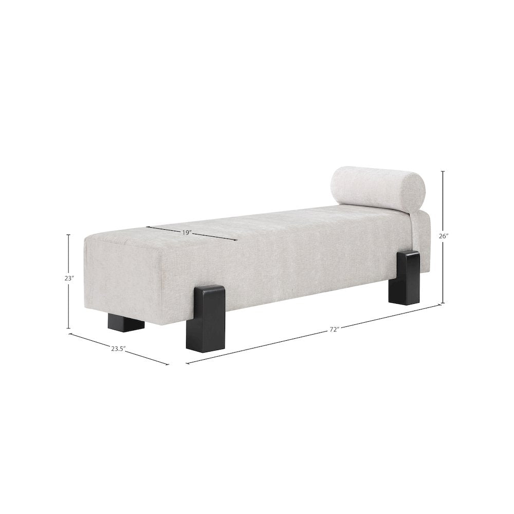Edison Light Grey Chenille Fabric Bench