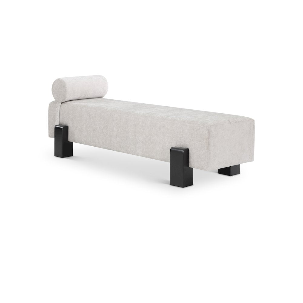 Edison Light Grey Chenille Fabric Bench