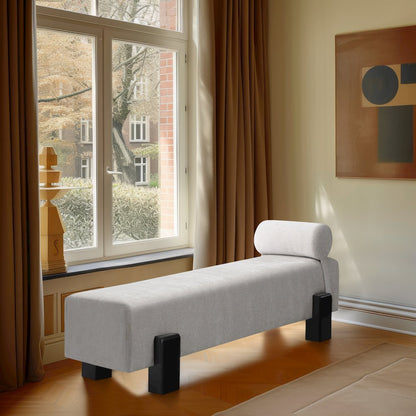 Edison Light Grey Chenille Fabric Bench
