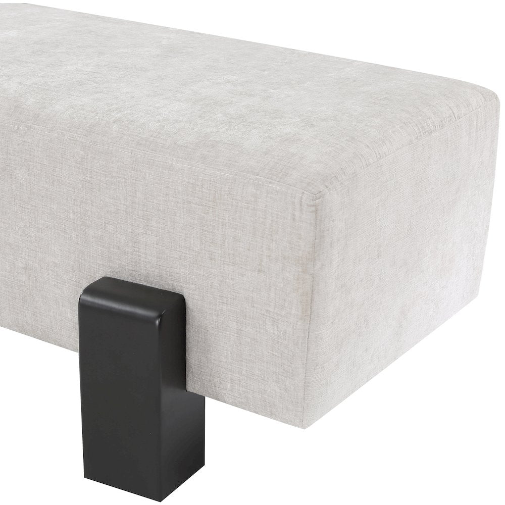 Edison Light Grey Chenille Fabric Bench