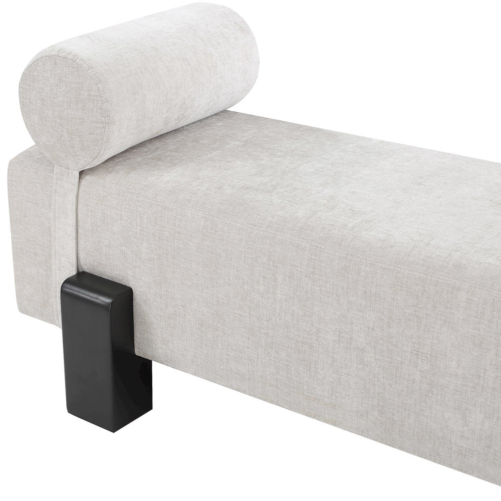 Edison Light Grey Chenille Fabric Bench