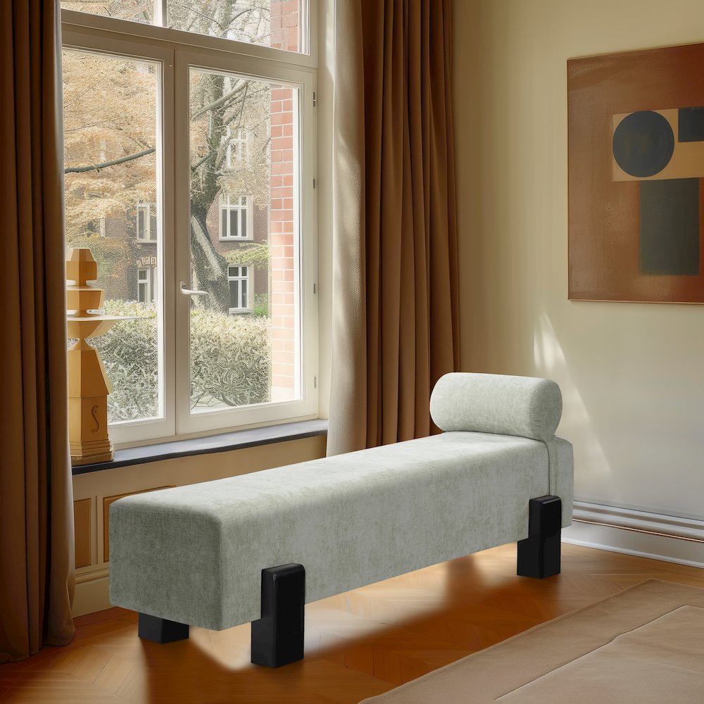 Edison Mint Green Chenille Fabric Bench