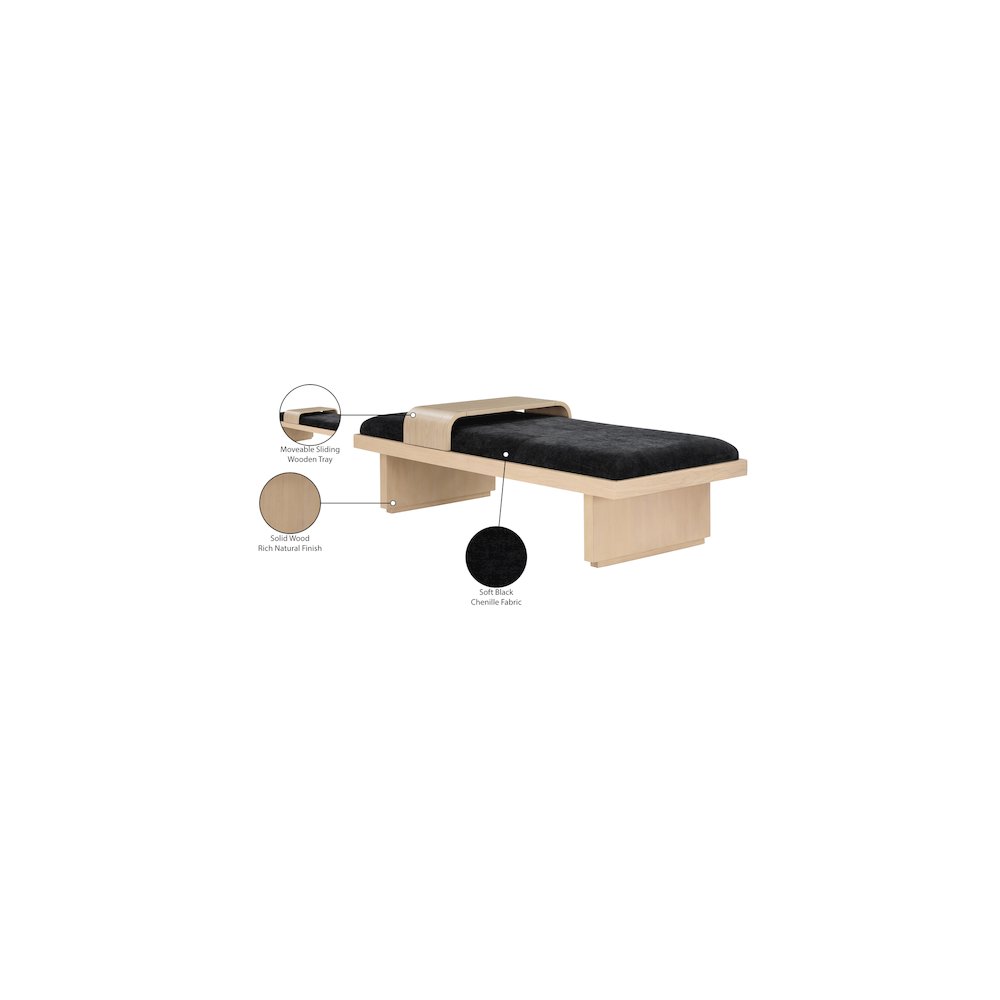 Arlington Black Chenille Fabric Bench