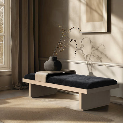 Arlington Black Chenille Fabric Bench