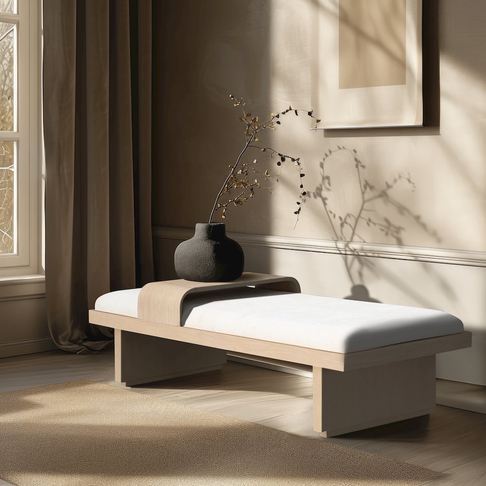 Arlington Cream Chenille Fabric Bench