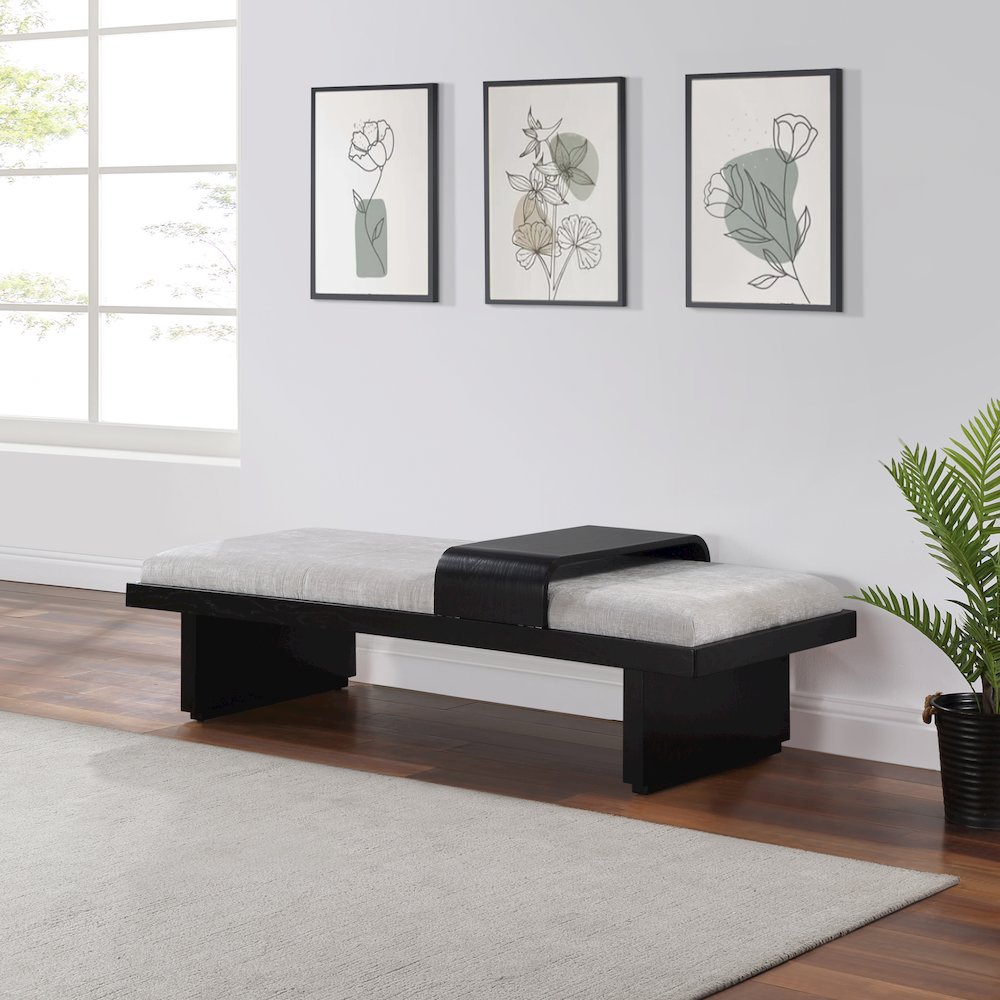 Arlington Light Grey Chenille Fabric Bench