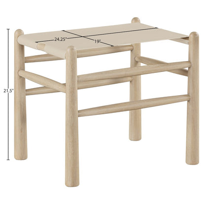 Santos Beige Vegan Leather Upholstered Bench