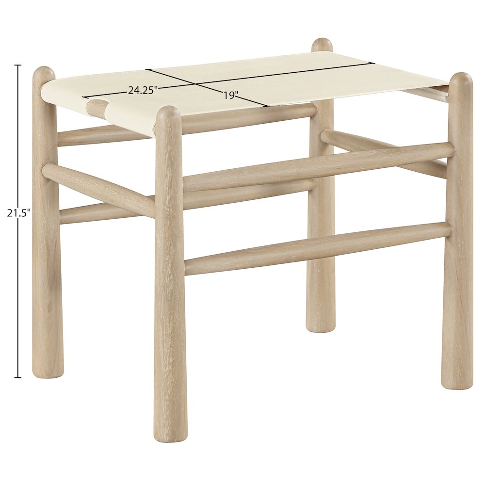 Santos Cream Vegan Leather Upholstered Bench