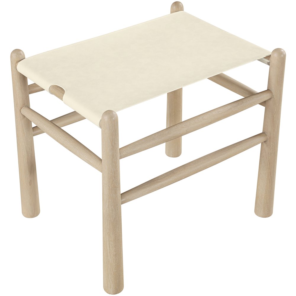 Santos Cream Vegan Leather Upholstered Bench
