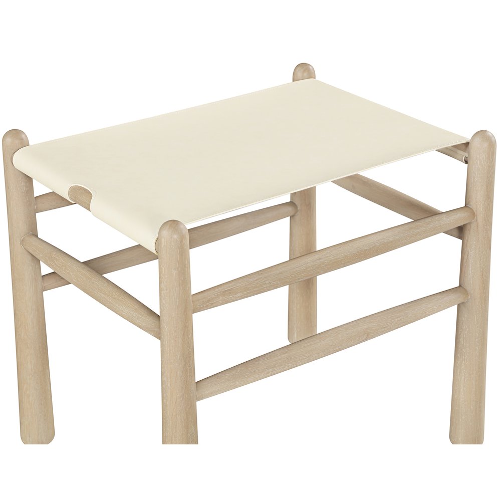 Santos Cream Vegan Leather Upholstered Bench