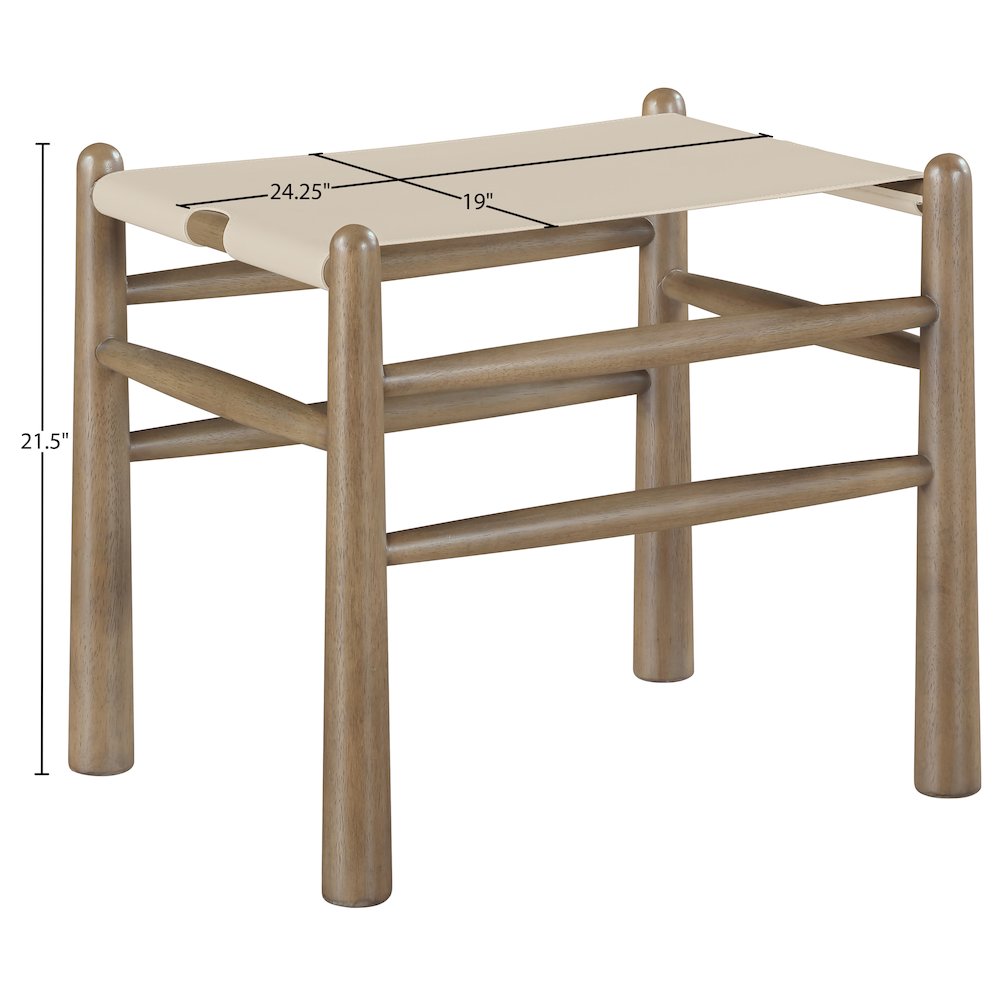 Santos Beige Vegan Leather Upholstered Bench