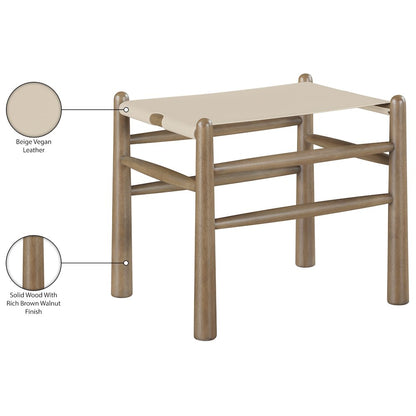 Santos Beige Vegan Leather Upholstered Bench