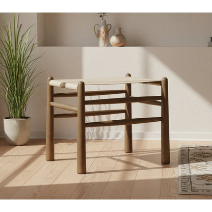 Santos Beige Vegan Leather Upholstered Bench