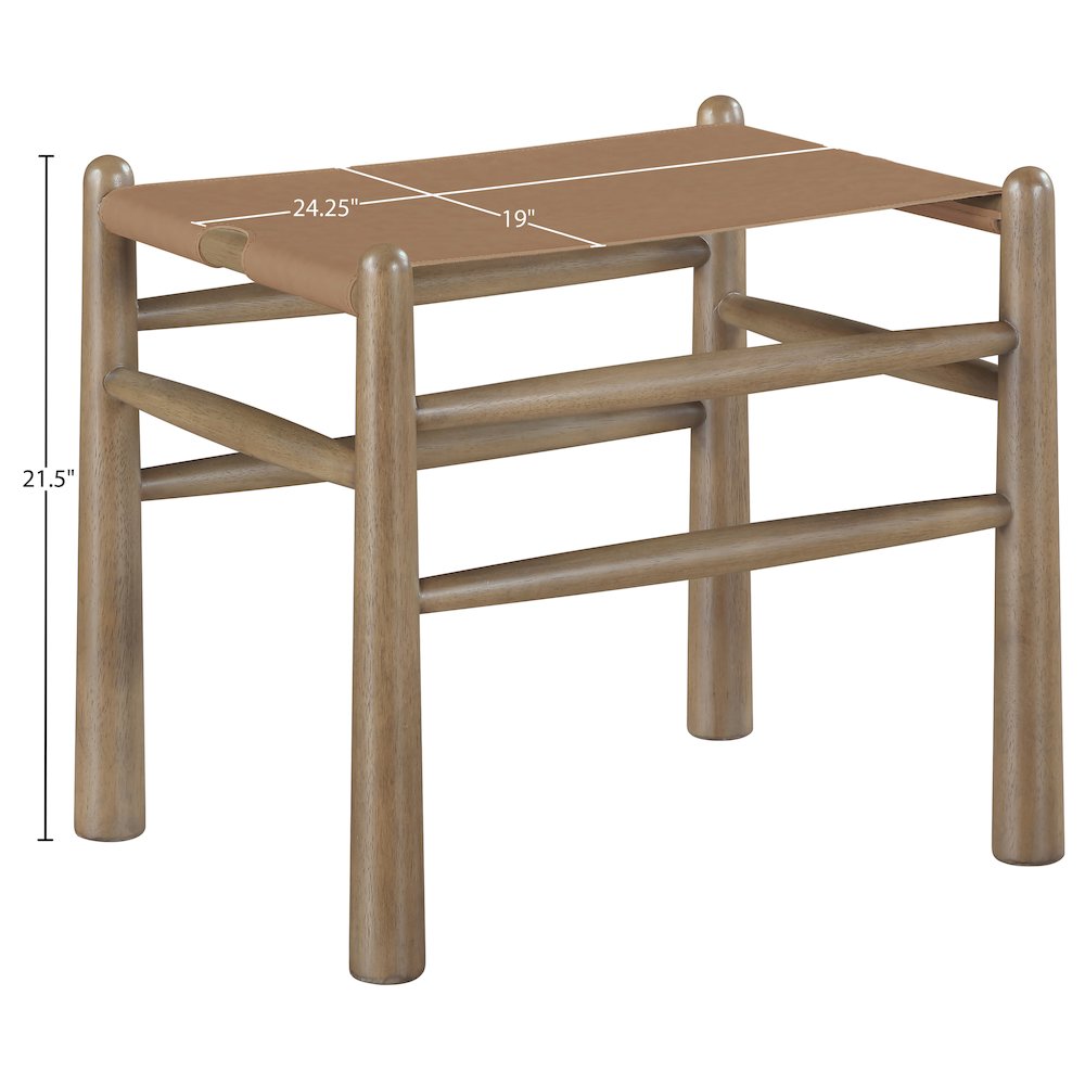 Santos Brown Vegan Leather Upholstered Bench