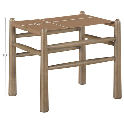 Santos Brown Vegan Leather Upholstered Bench