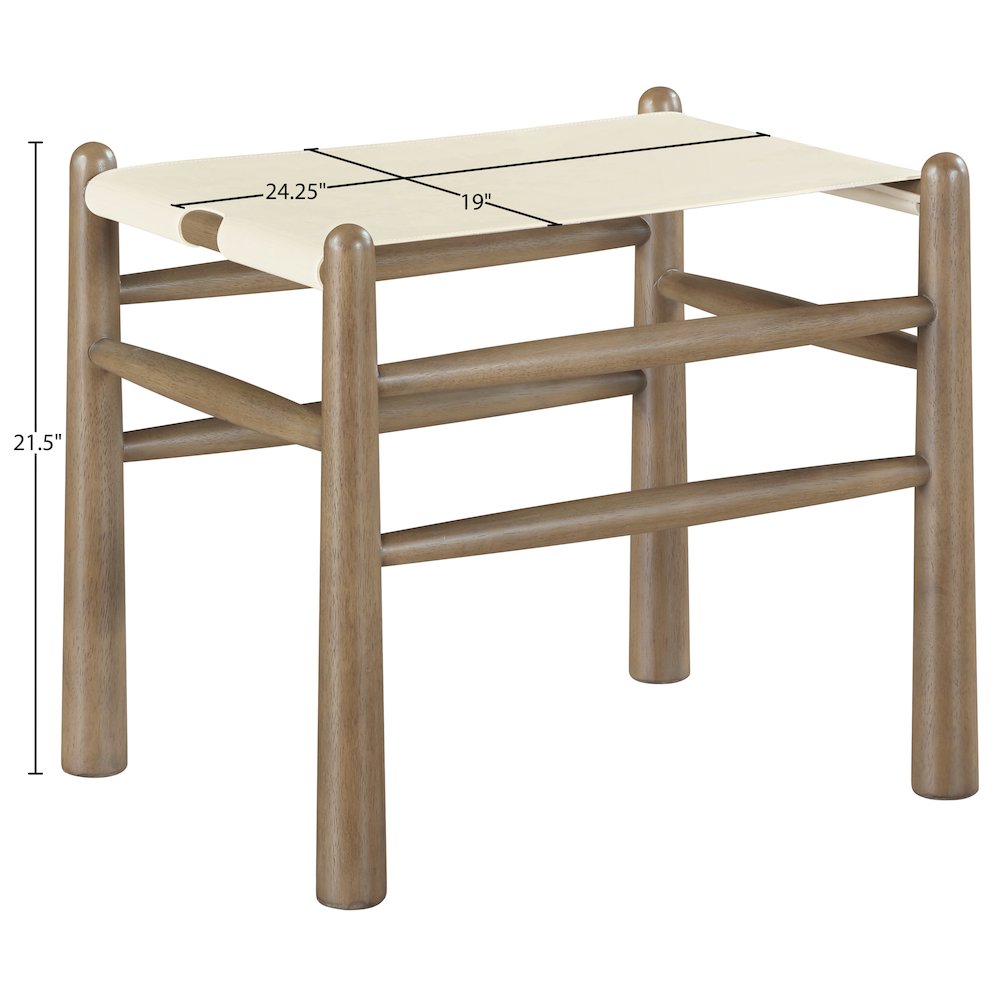 Santos Cream Vegan Leather Upholstered Bench