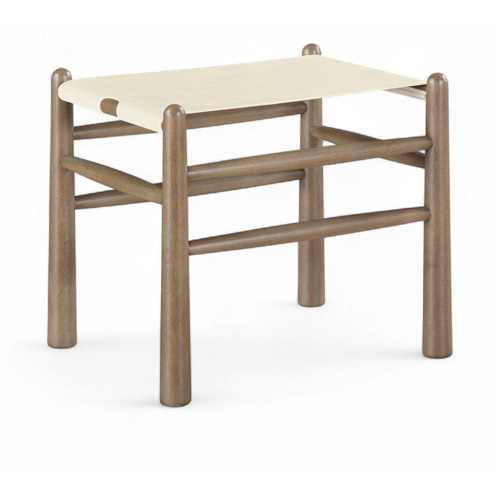 Santos Cream Vegan Leather Upholstered Bench