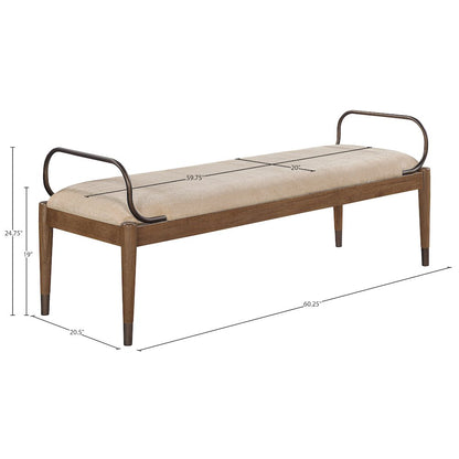 Cambria Beige Performance Fabric Upholstered Bench