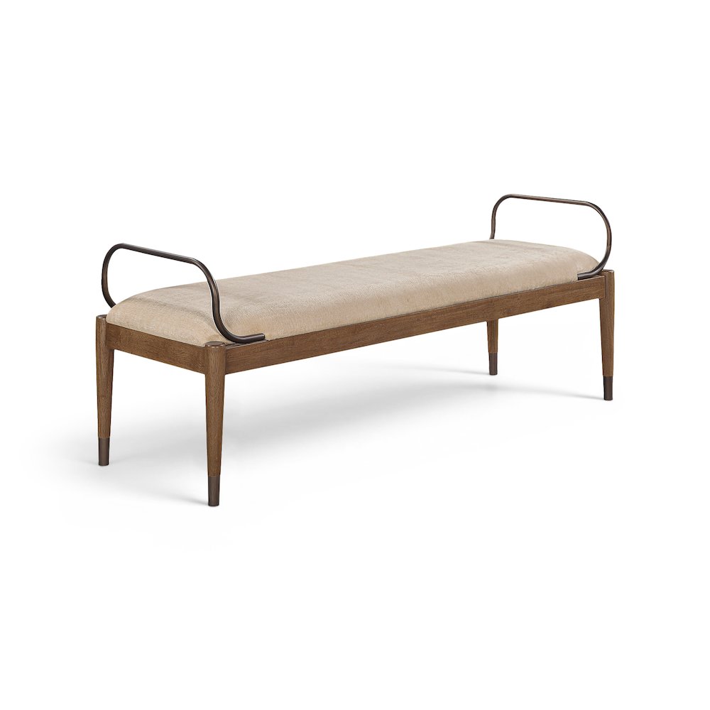 Cambria Beige Performance Fabric Upholstered Bench
