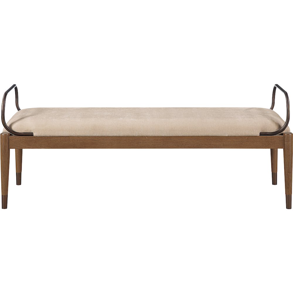 Cambria Beige Performance Fabric Upholstered Bench