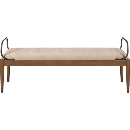 Cambria Beige Performance Fabric Upholstered Bench