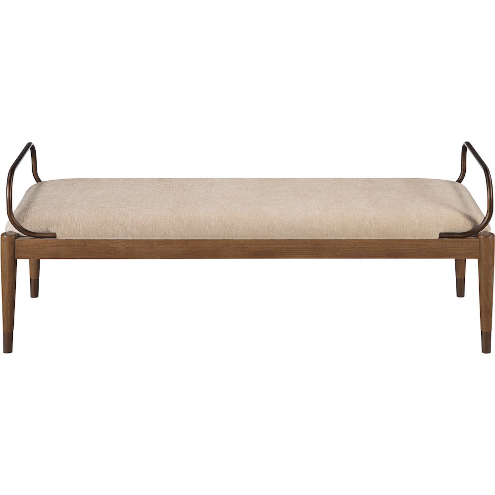 Cambria Beige Performance Fabric Upholstered Bench