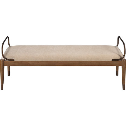 Cambria Beige Performance Fabric Upholstered Bench