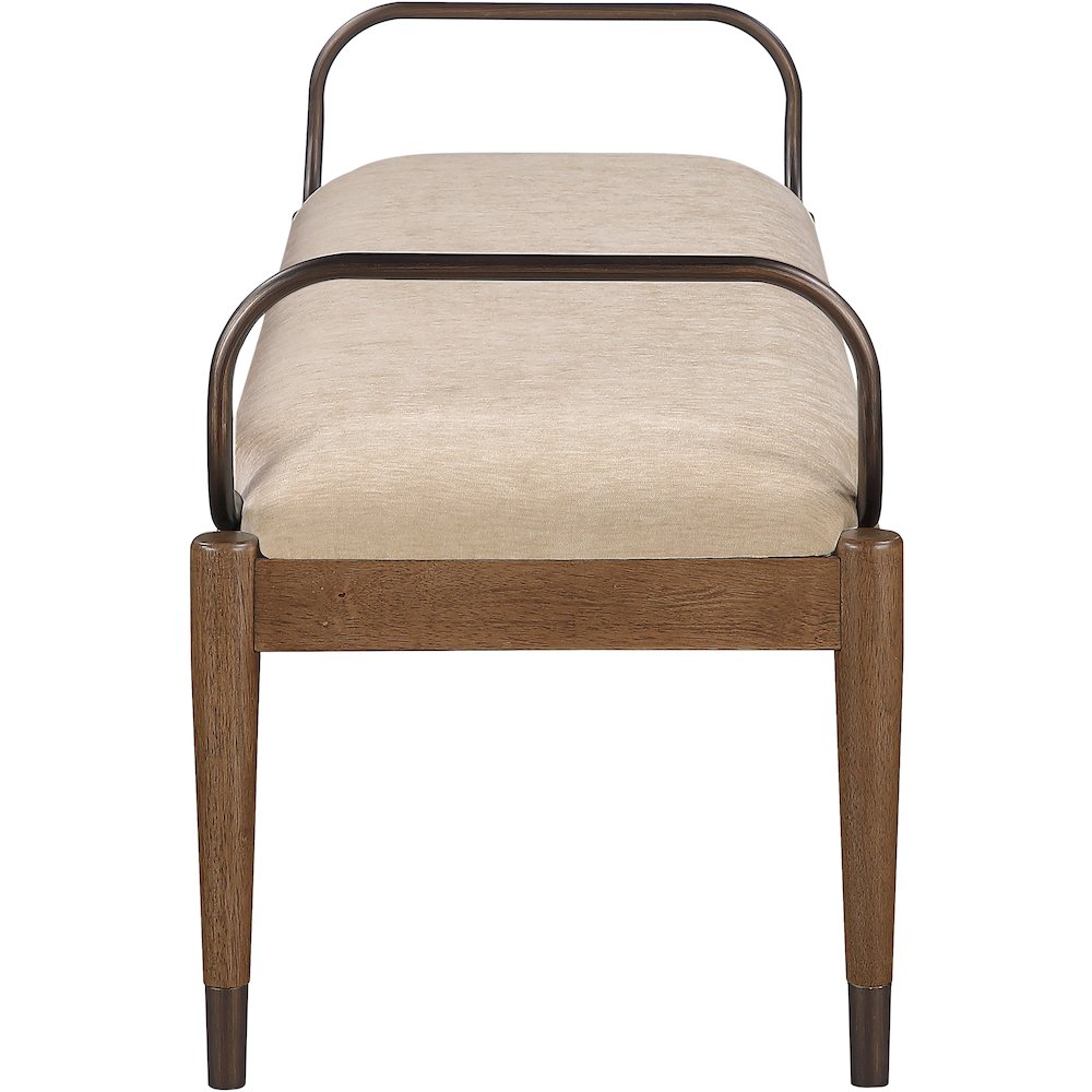 Cambria Beige Performance Fabric Upholstered Bench