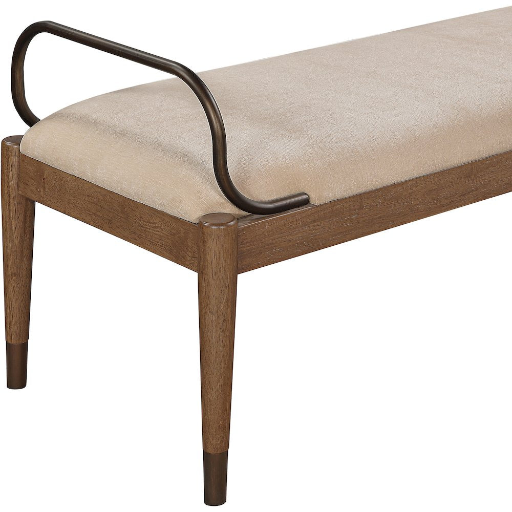 Cambria Beige Performance Fabric Upholstered Bench