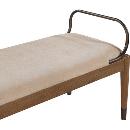 Cambria Beige Performance Fabric Upholstered Bench