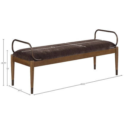 Cambria Brown Performance Fabric Upholstered Bench