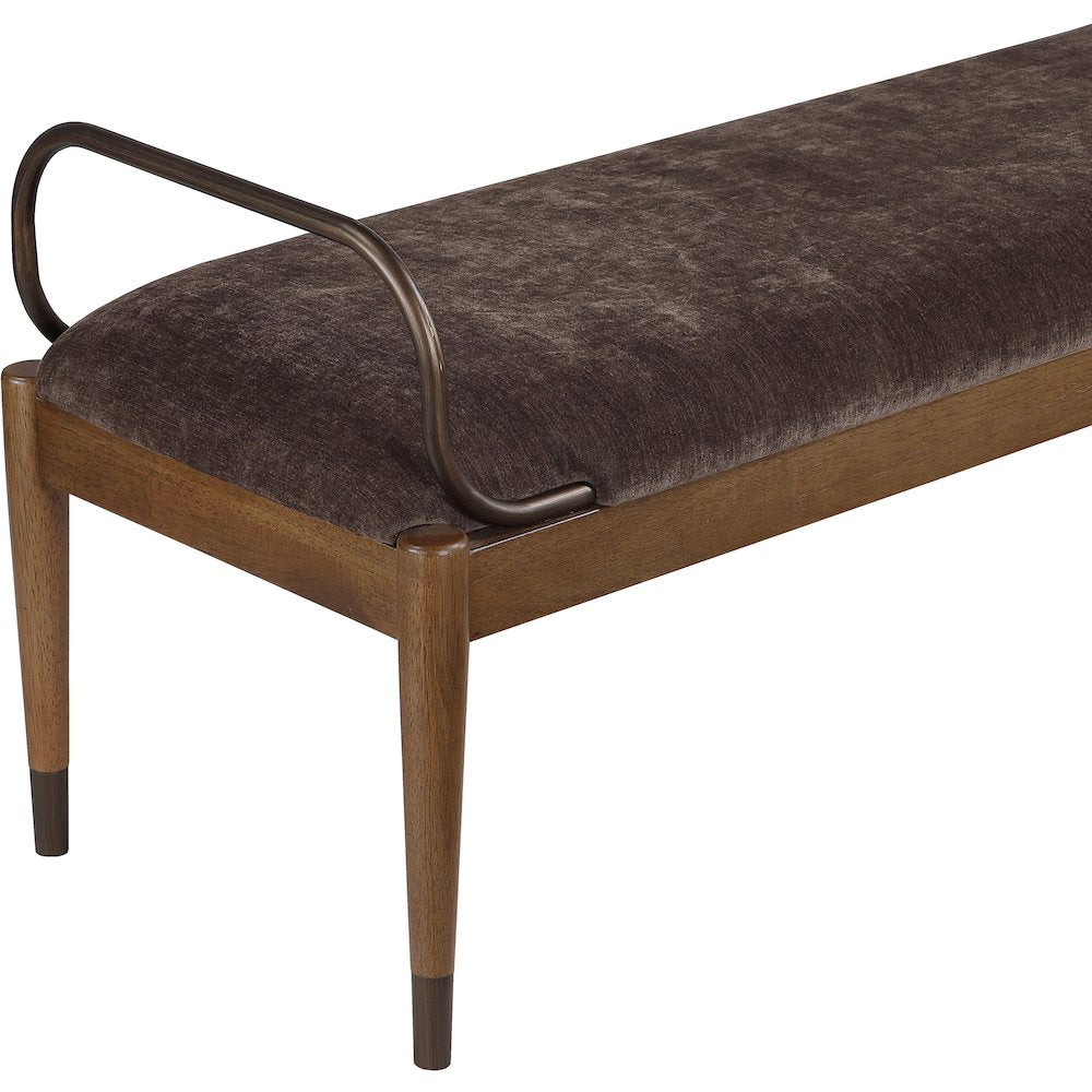 Cambria Brown Performance Fabric Upholstered Bench