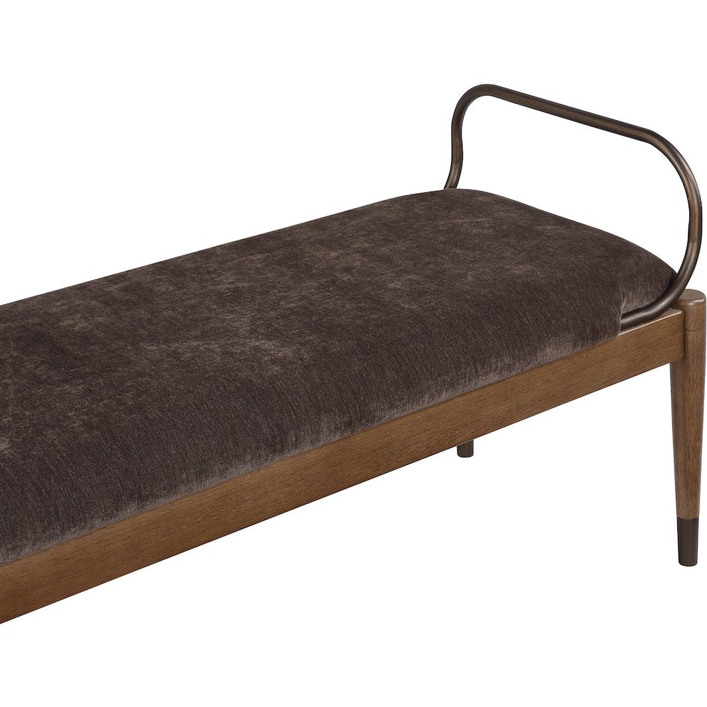 Cambria Brown Performance Fabric Upholstered Bench