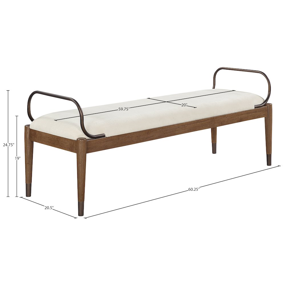 Cambria Cream Performance Fabric Upholstered Bench