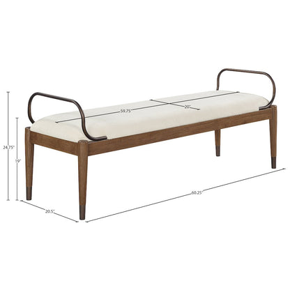 Cambria Cream Performance Fabric Upholstered Bench