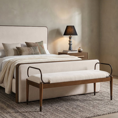 Cambria Cream Performance Fabric Upholstered Bench