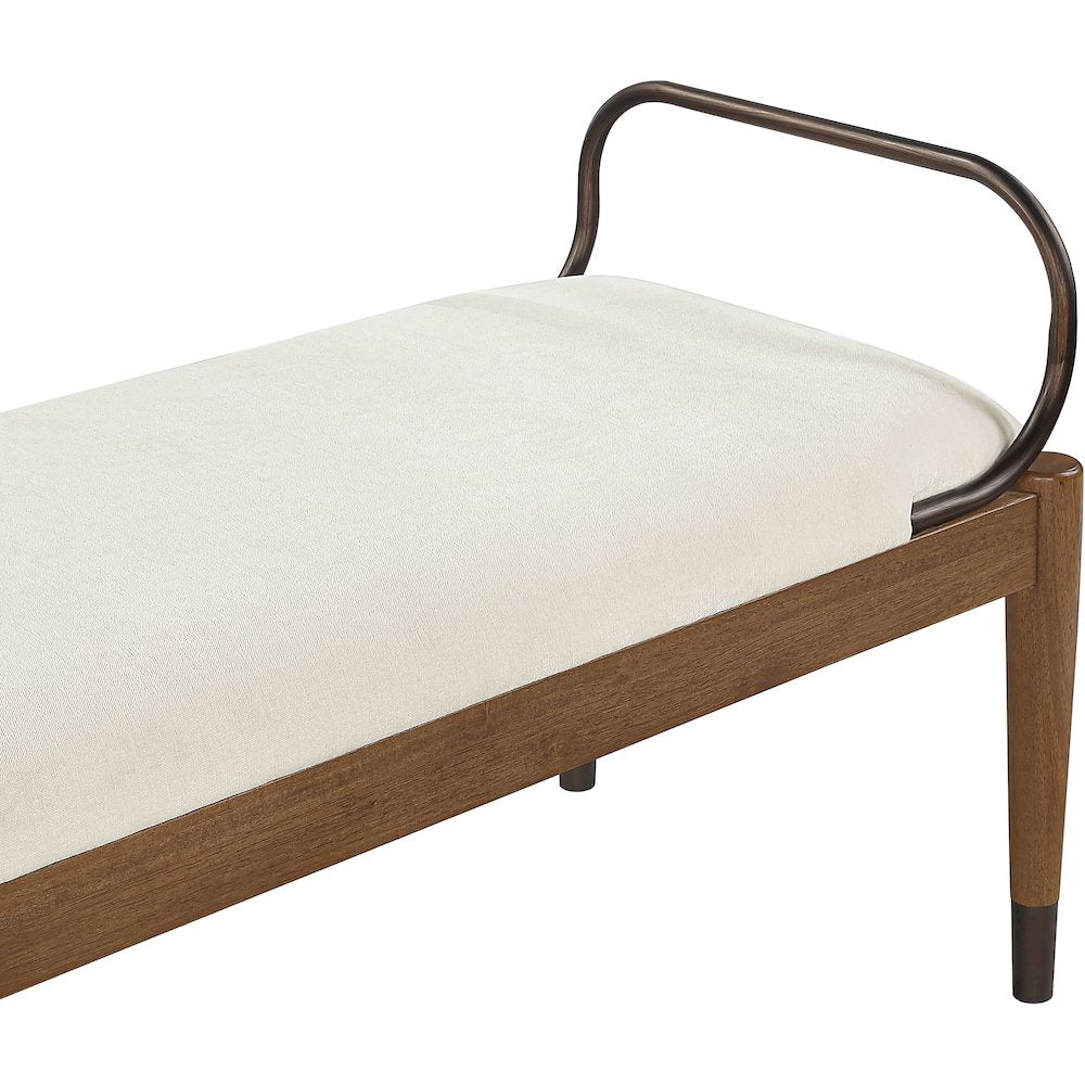 Cambria Cream Performance Fabric Upholstered Bench